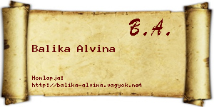 Balika Alvina névjegykártya